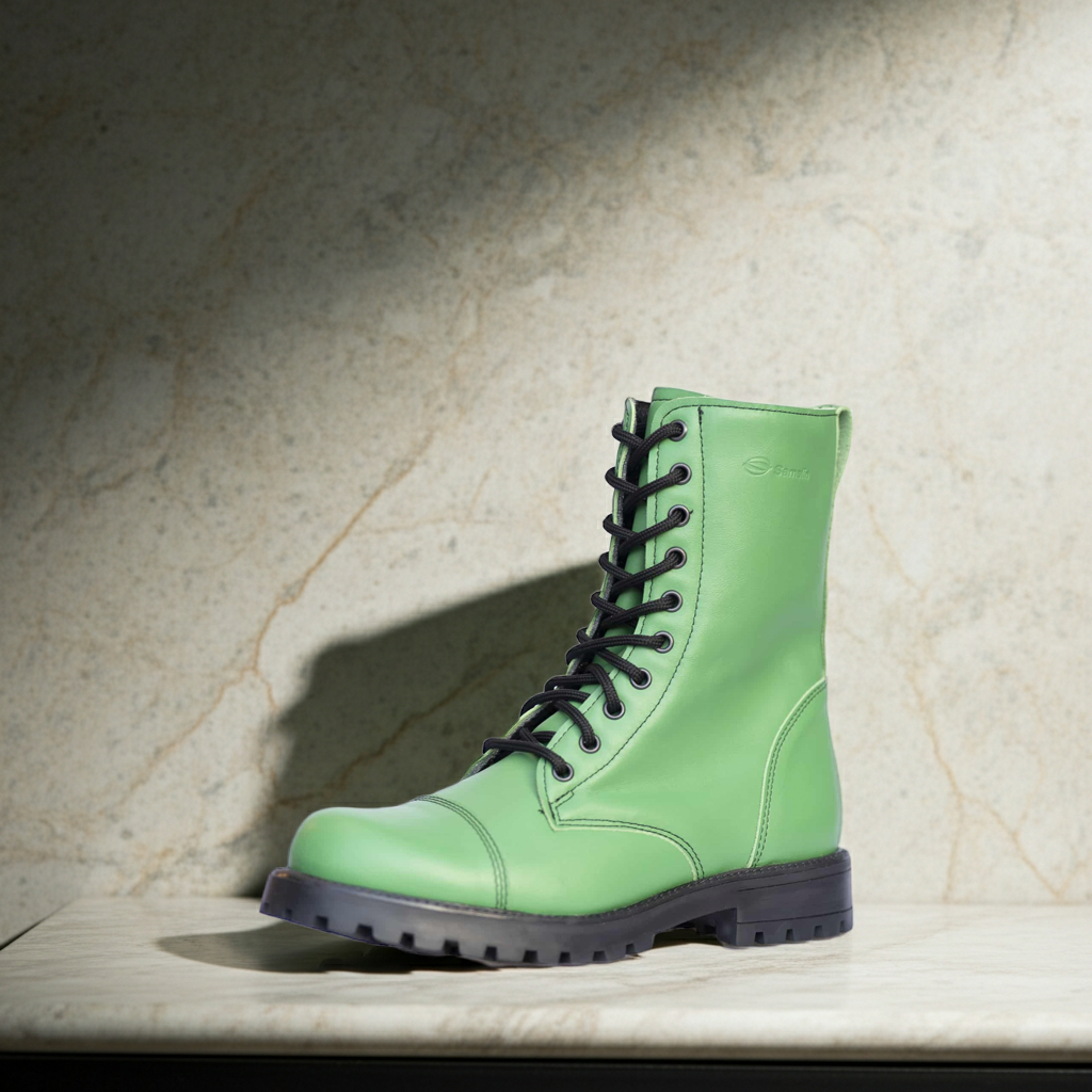 511 Granny Smith Green Leather Boots - Unisex Military Grade