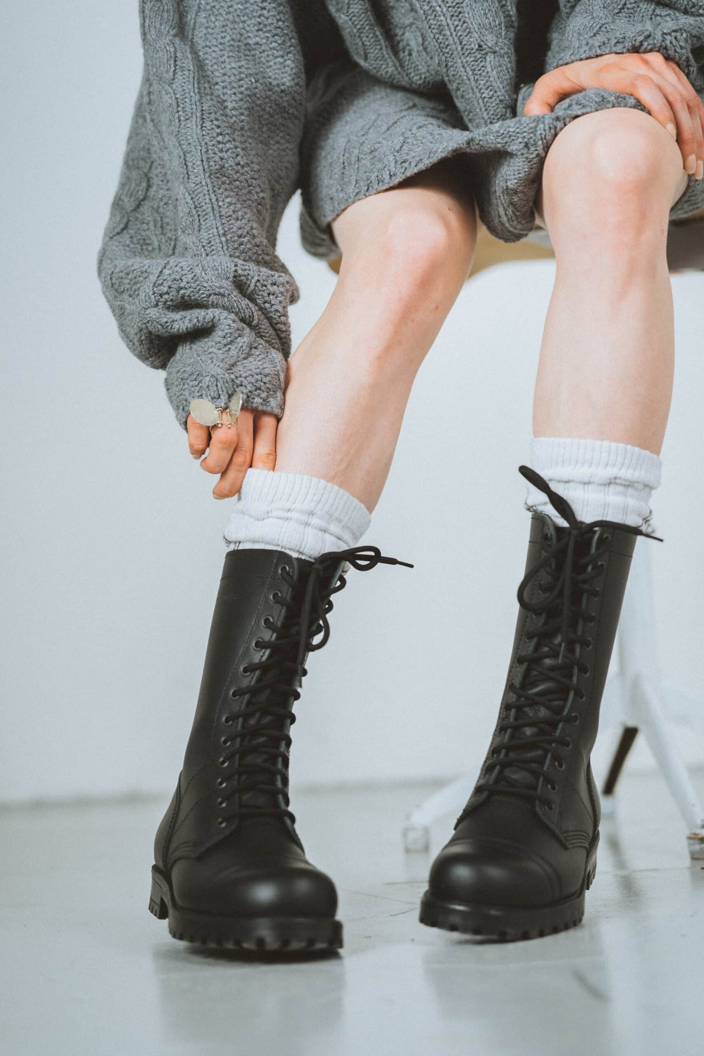516 High Aviator Boots Water-Repellent Leather Military Black