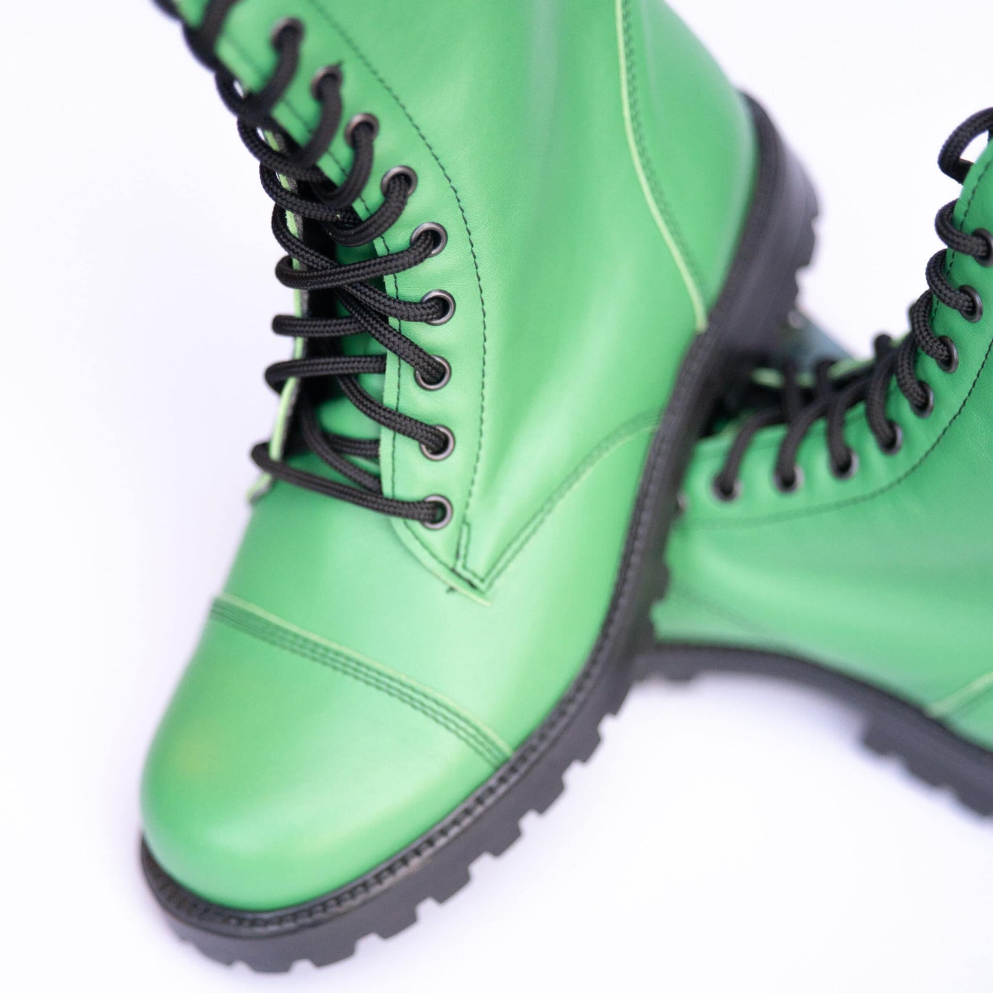 511 Granny Smith Green Leather Boots - Unisex Military Grade