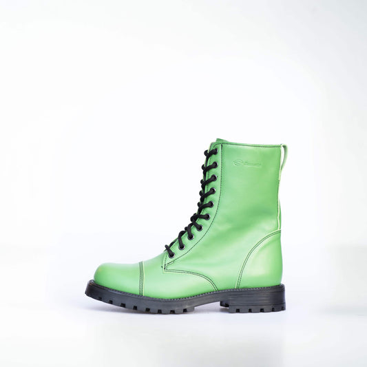 511 Granny Smith Green Leather Boots - Unisex Military Grade