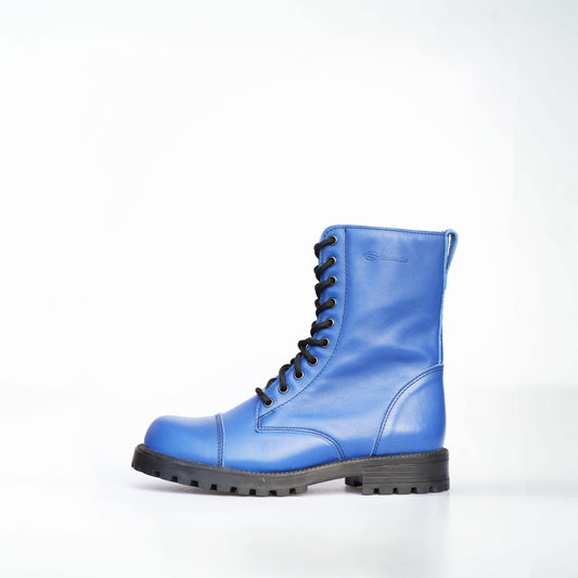 511 Blue Leather Combat Boots - Unisex Punk Style Military