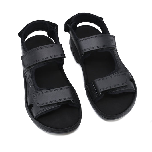 Black adjustable sandals with sturdy straps, available in sizes 41, 42, and 43 by Omaking.