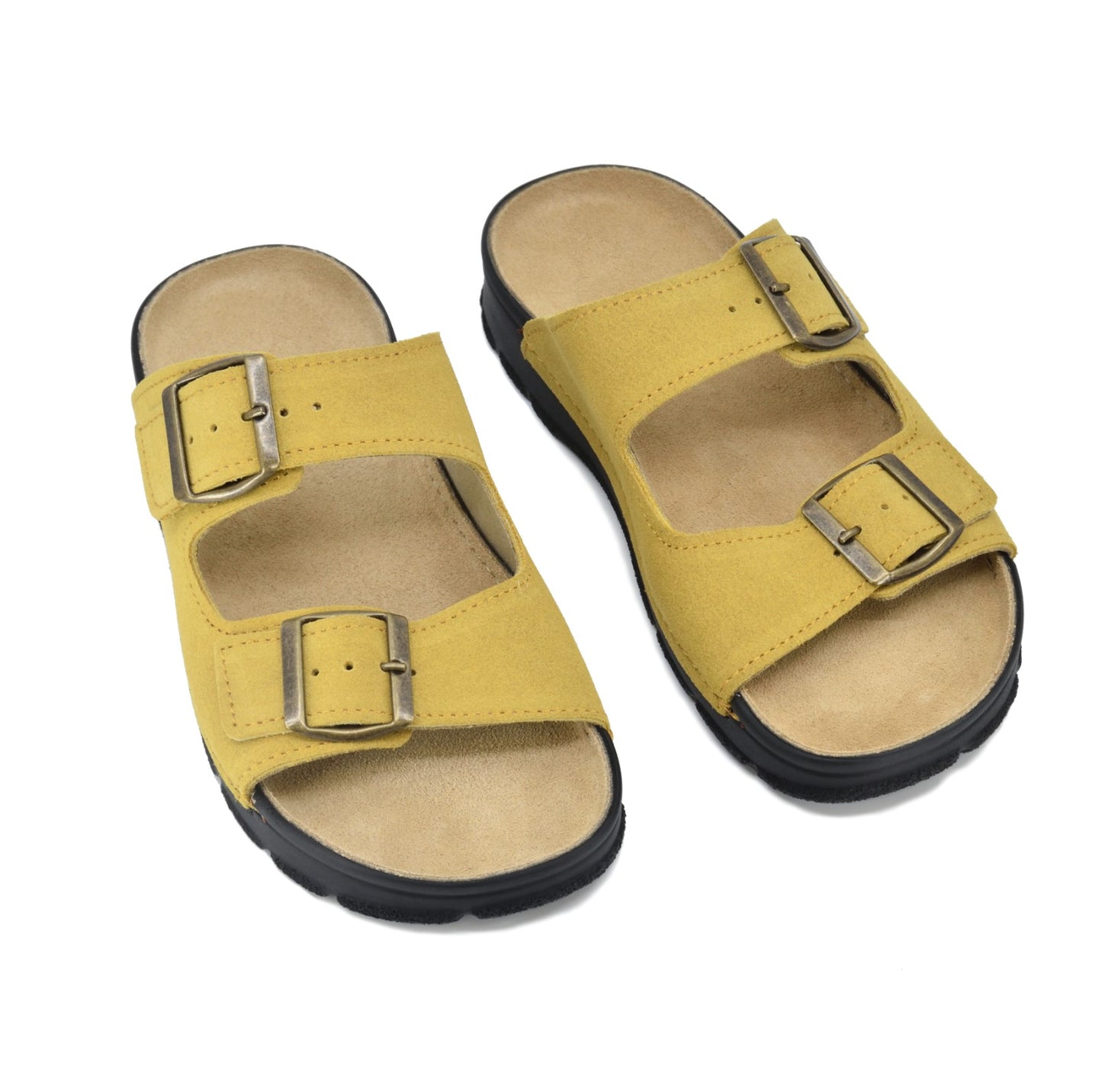 Yellow Meeliku sandals by Omaking with two adjustable buckles and a comfortable footbed, available in sizes 36-38.