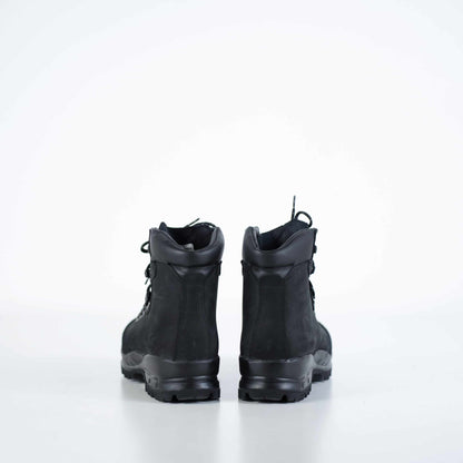 Waterproof black Nubuck leather hiking boots with Vibram sole, featuring an antibacterial insole.