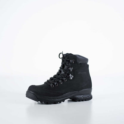 Waterproof black Nubuck leather hiking boots with Vibram sole by Samelin. Suitable for all terrains.
