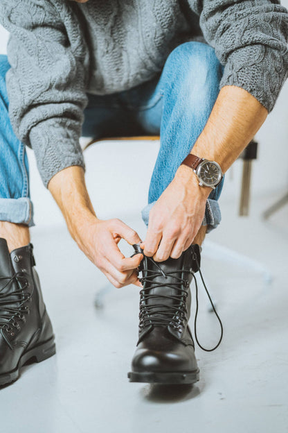 Hawk Pilot Military Leather Boots - Full Grain Combat Boots