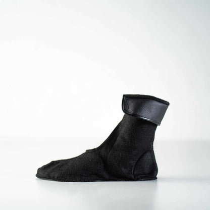 Black thermal inner socks with adjustable strap for M77 military boots, perfect for cold weather.