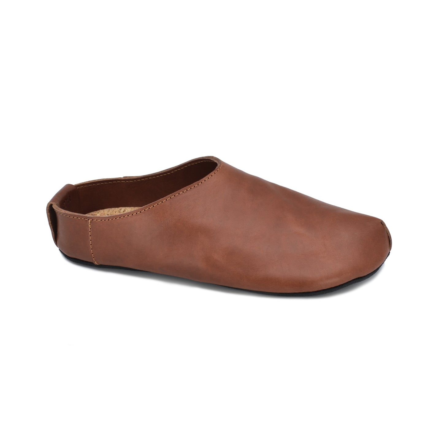 Brown leather Kyoto slippers by Omaking, available in sizes 35-36, 37-38, and 39-40.