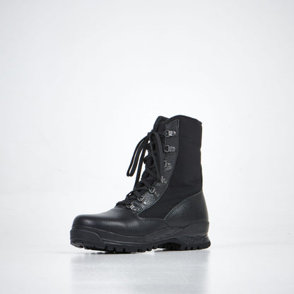 Black water-repellent nubuck leather desert boots with antibacterial insole by Samelin. Size options: 36-38.