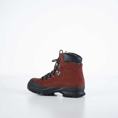 Red Nubuck leather hiking boots with waterproof design and durable sole by Samelin