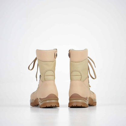 Beige waterproof Nubuck leather military desert boots with zipper and antibacterial insole from Samelin.