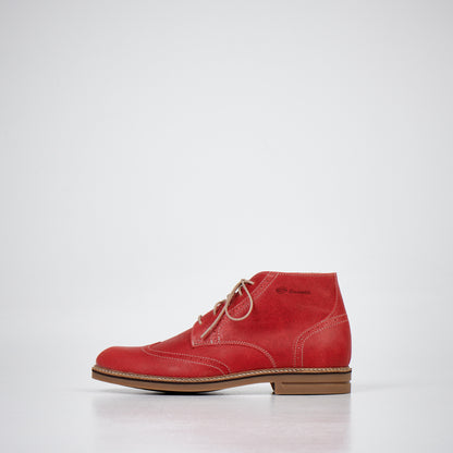 Red suede ankle boots with laces by Samelin, available in sizes 39, 40, and 41.