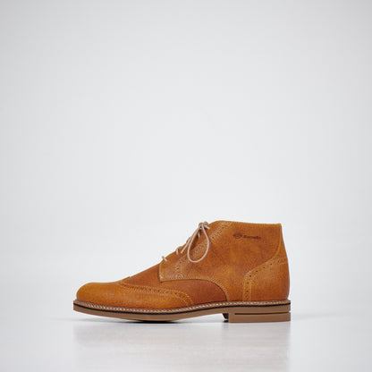 Light brown suede ankle boots with lace-up design and decorative stitching by Samelin. Available in sizes 39, 40, 41.