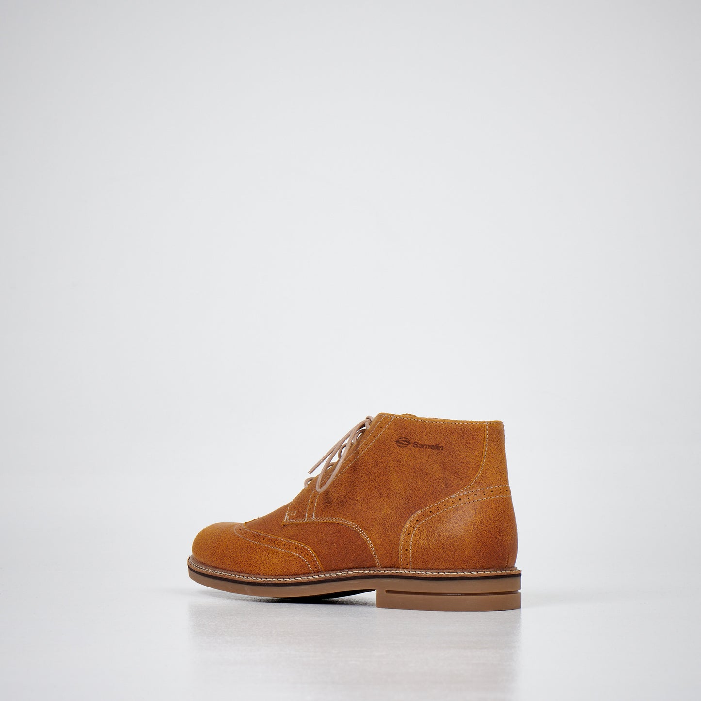 Light brown suede ankle boots with lace-up front, brand Samelin, available in sizes 39, 40, and 41.